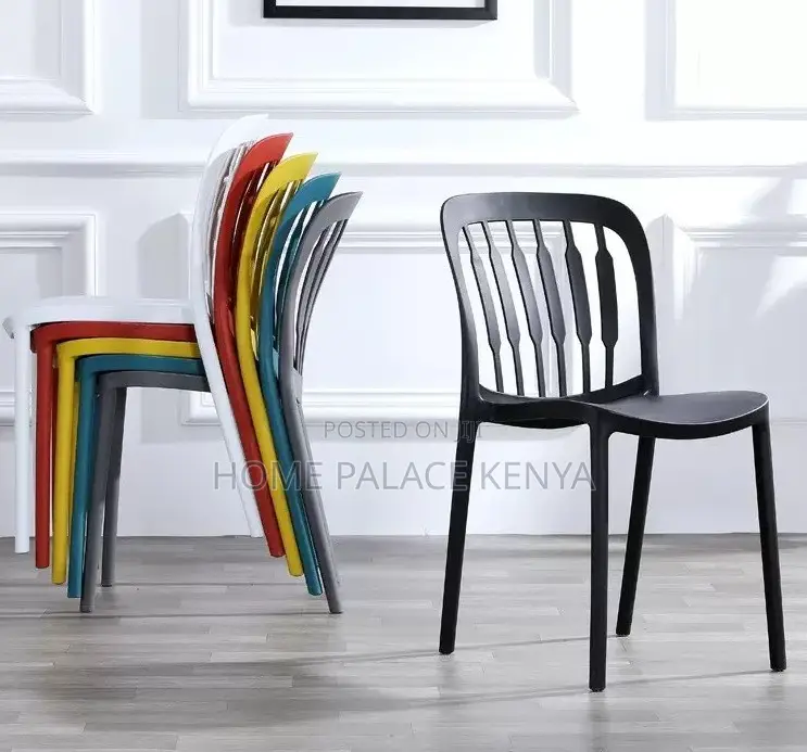 Dining Chair: Piano Key Style Backrest Plastic Chair