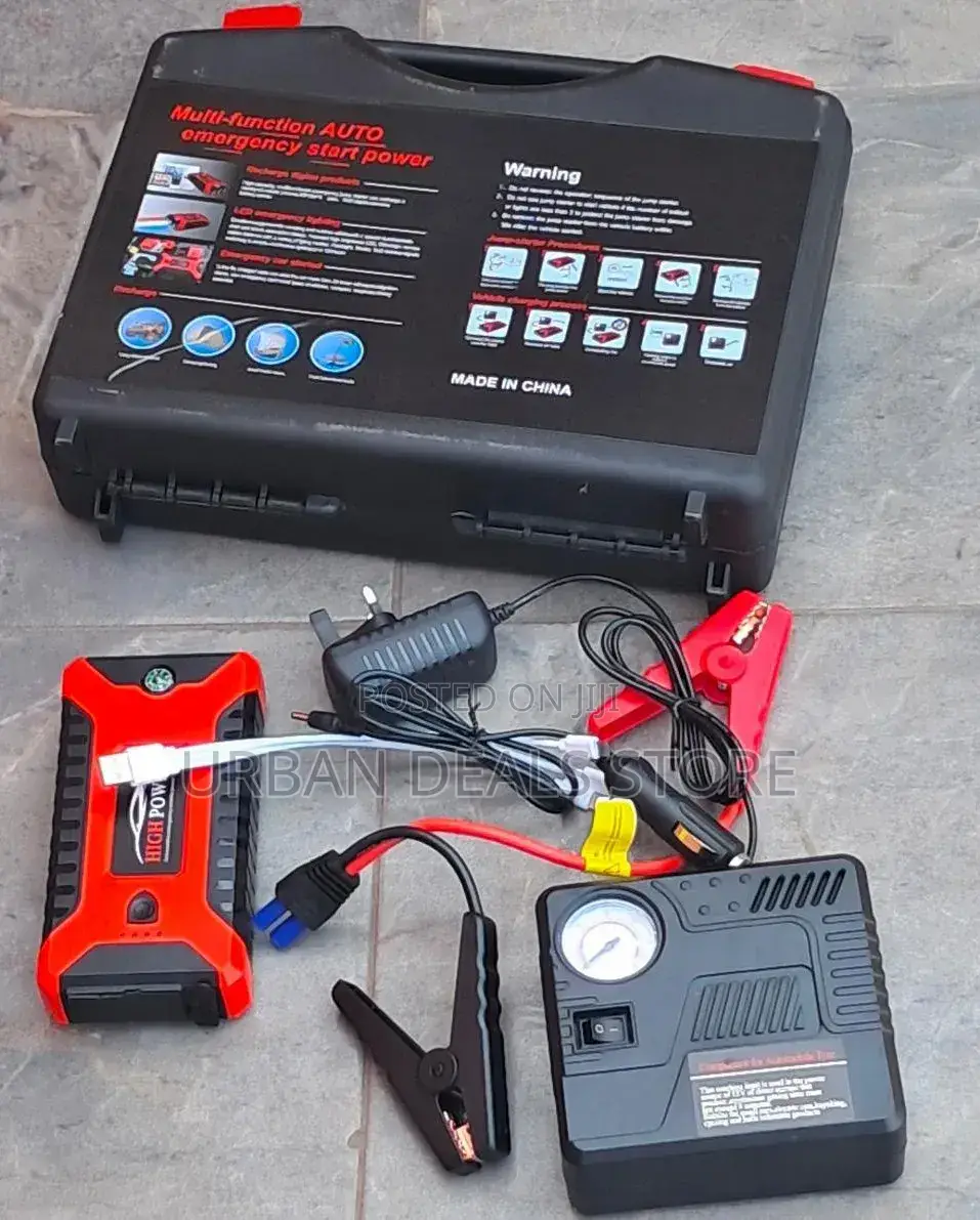 Multifunctional Car Jump Starter With Air Compressor – 12v, 99,800mah
