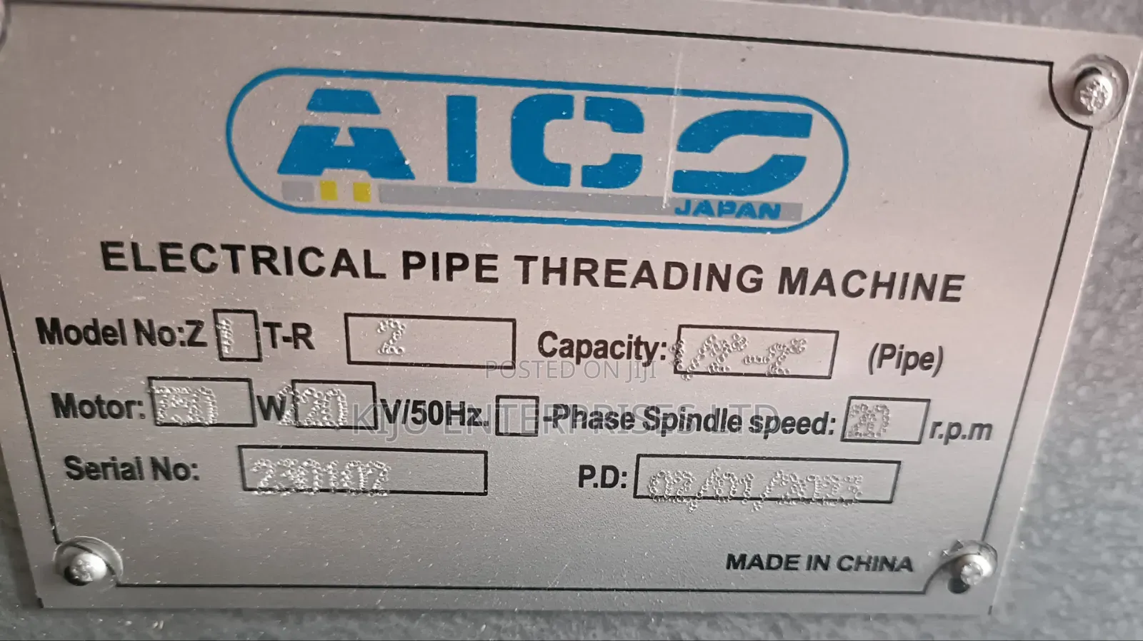 Aico 2" Pipe Threading Machine | Pipe Threader | 1/2"–2" Capacity
