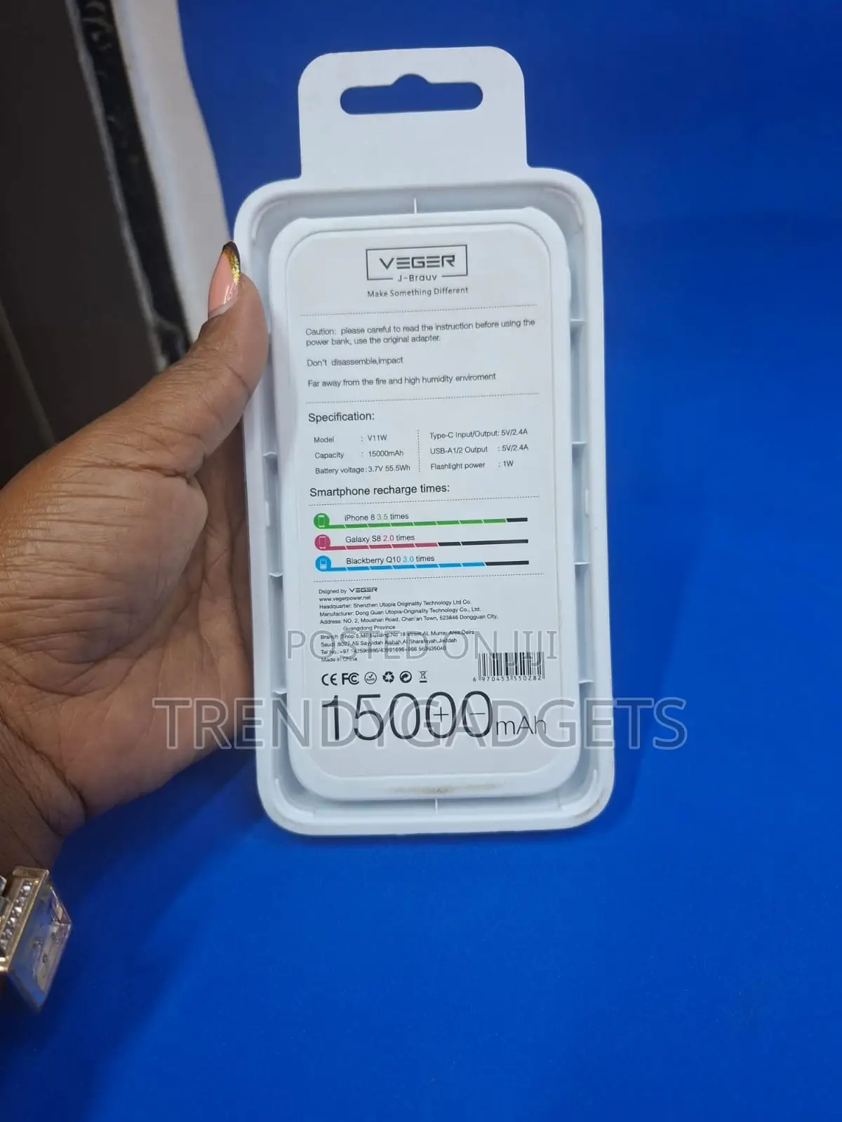 Veger V11w 15000mah Portable Charger Dual Usb Power Bank