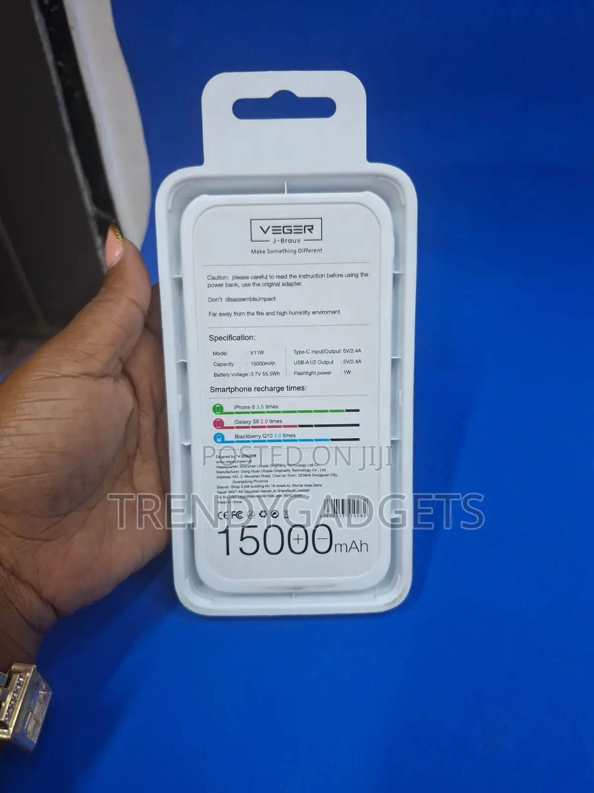 Veger V11w Fast Charge 15000mah Battery Pack Portable