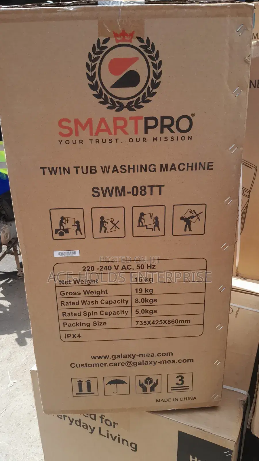 Smartpro 8kgs Twin Tub Top Loading Washing Machine (White)