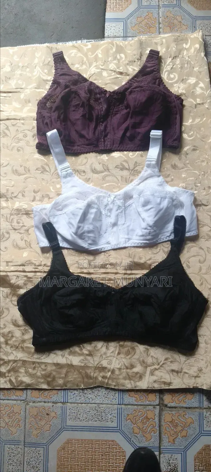 Blue, Black, Purple and White Bras