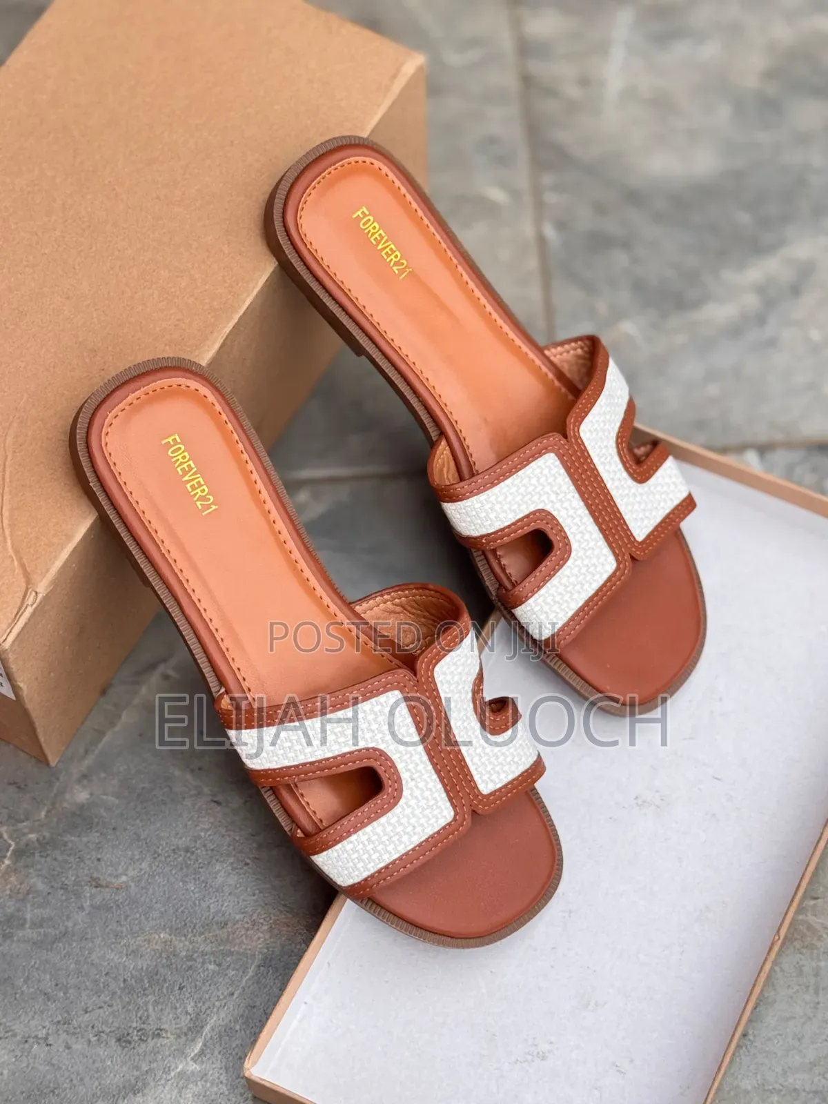 White,Black and Brown High Quality (Forever 21) Slip-on Sandals