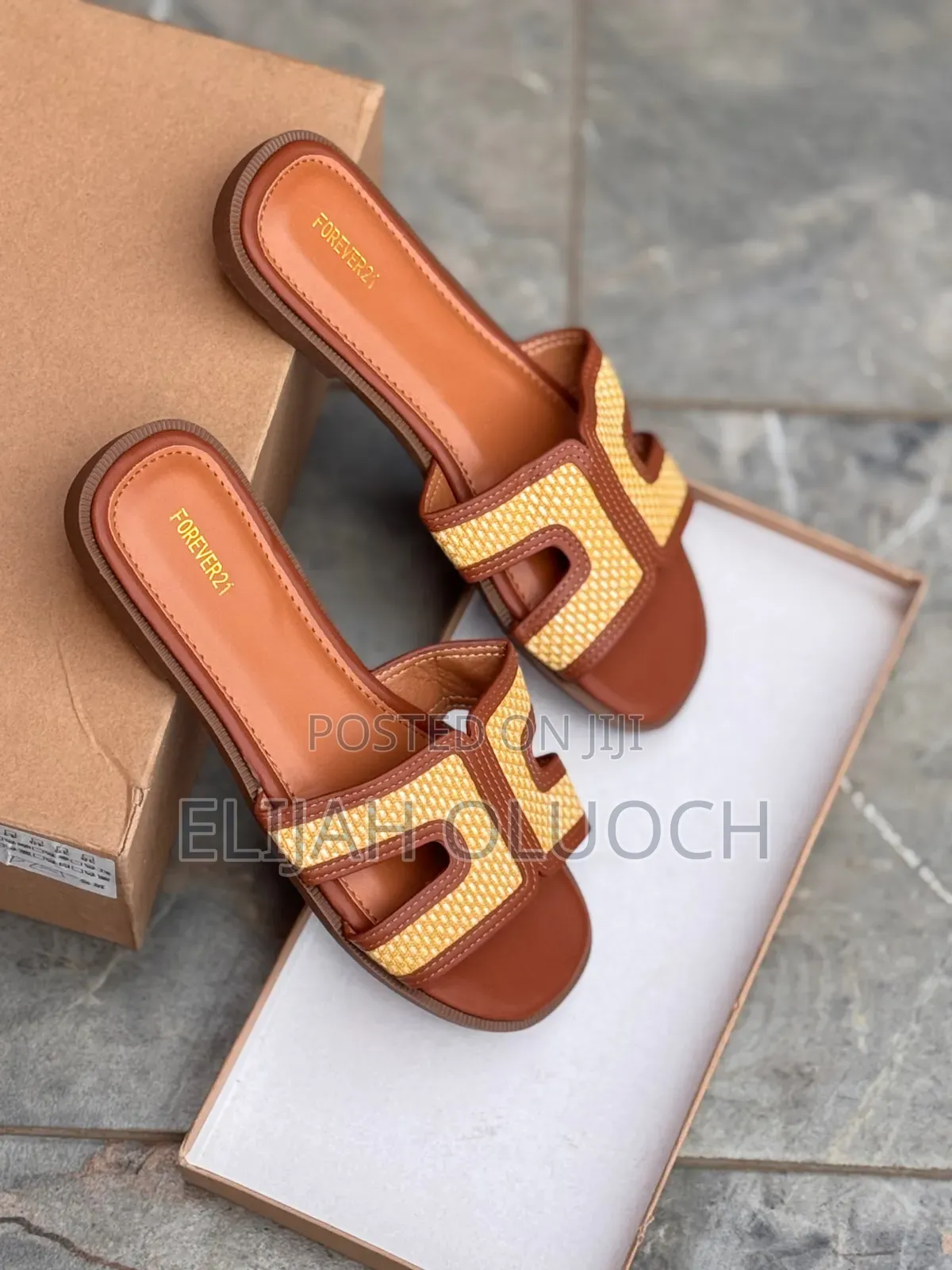 White,Black and Brown High Quality (Forever 21) Slip-on Sandals