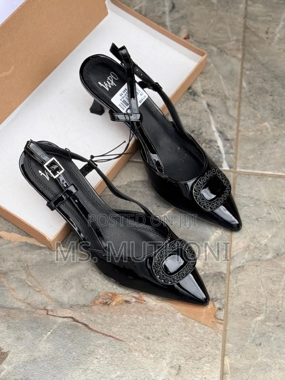 Wetlook Slingback Comfy Cute Kitten Heels Size 37-42