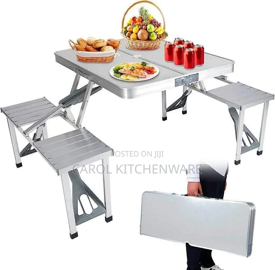 Portable Aluminium Picnic Table/ Foldable Camping Table With Chairs