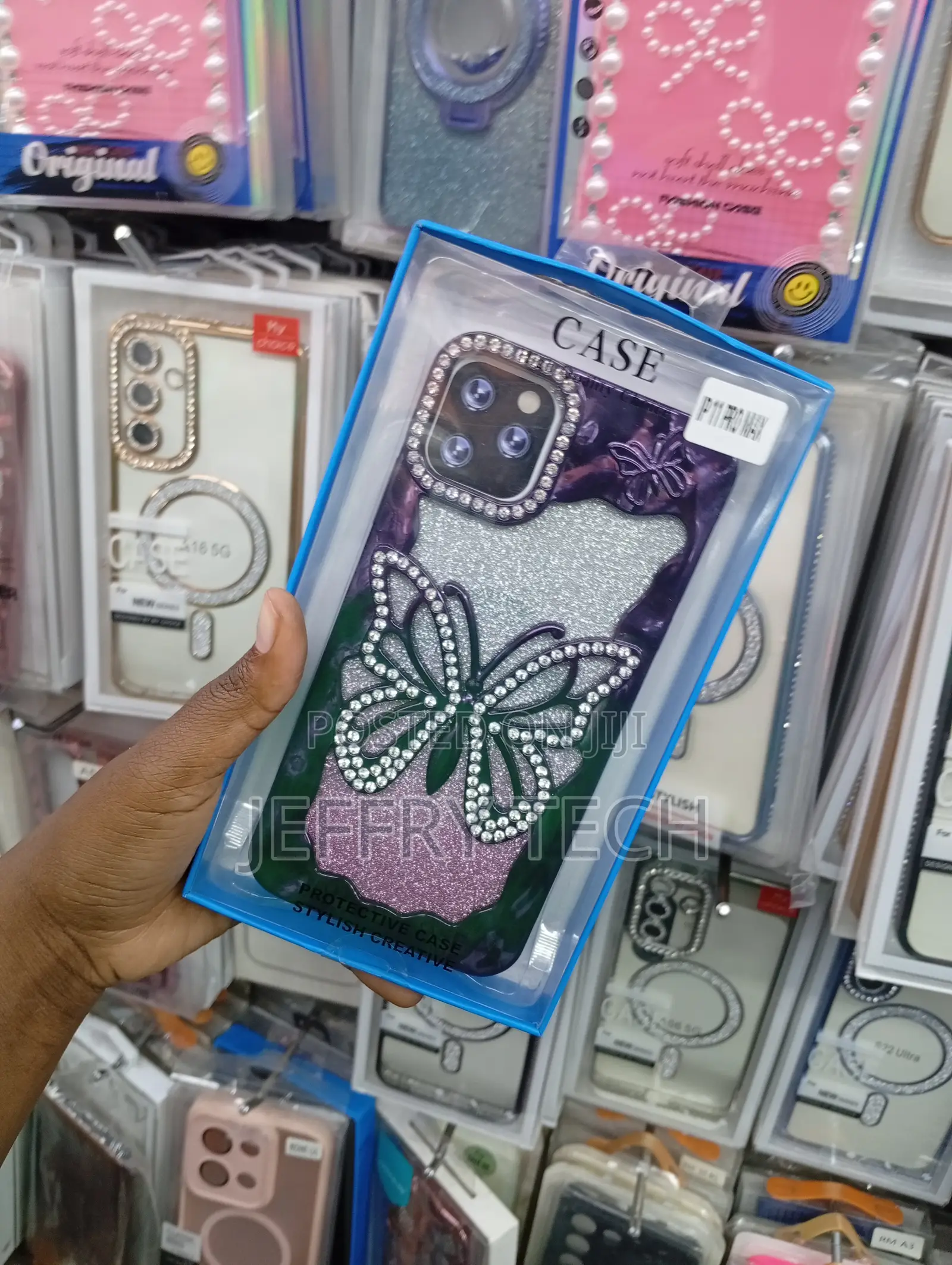 iPhone 11 Pro Max Striking Large Center Butterfly With Glitters Case