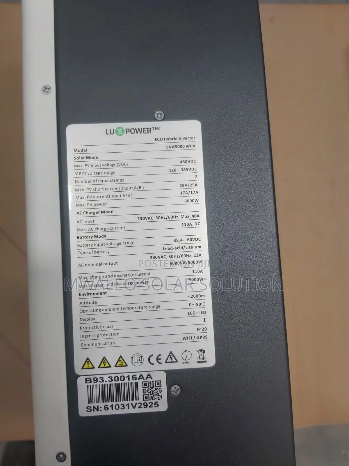 Eco Hybrid Inverter 5000w 48vdc Luxpower