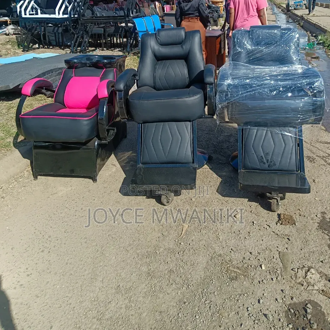 Sink Chair and 2 Black Barber Chairs
