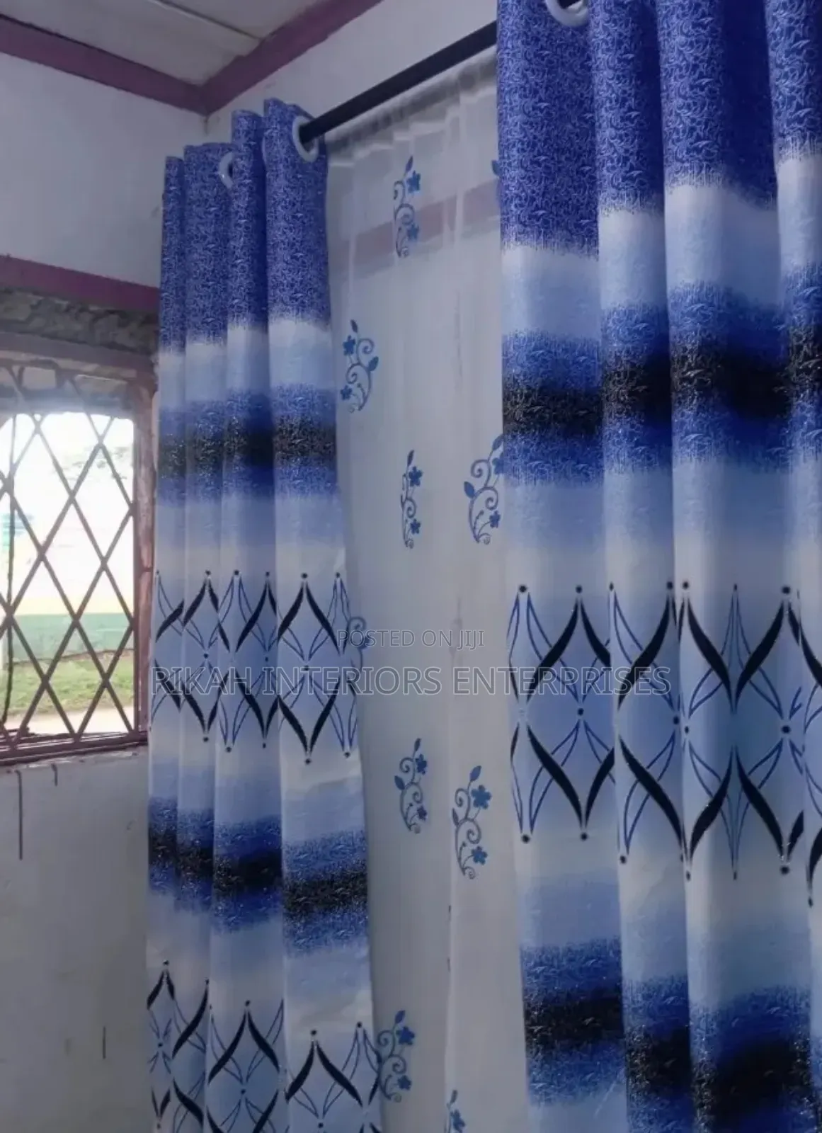 Blue Pattern Curtains Curtains Environmental Friendly Justice