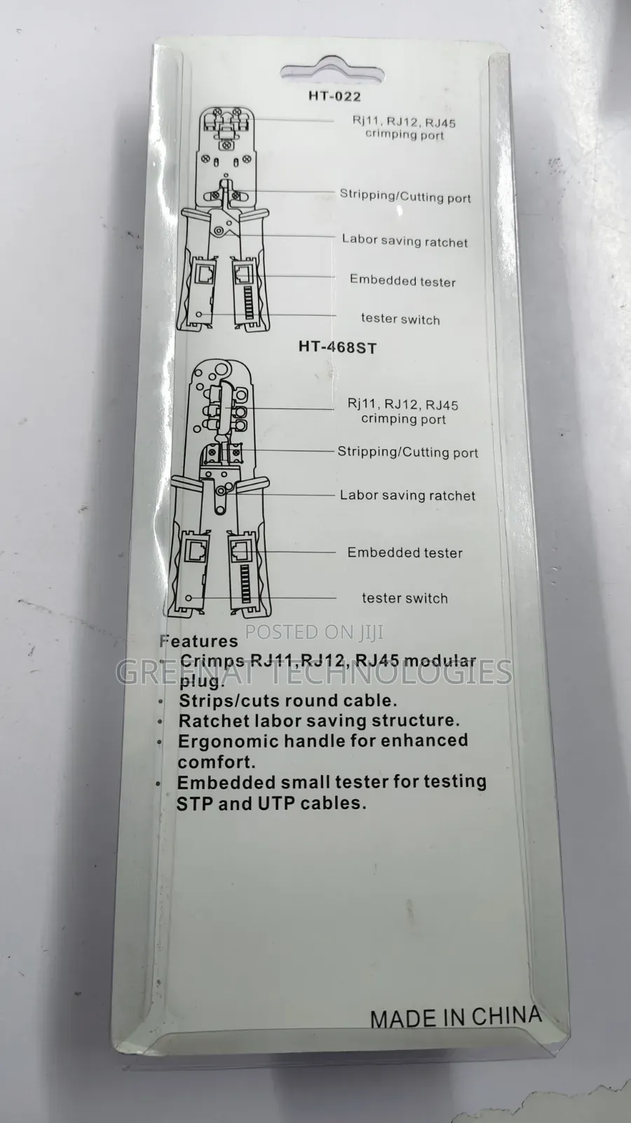 Professional Crimping Tool Cm- Rj11, Rj12, and Rj45 Modular Plugs