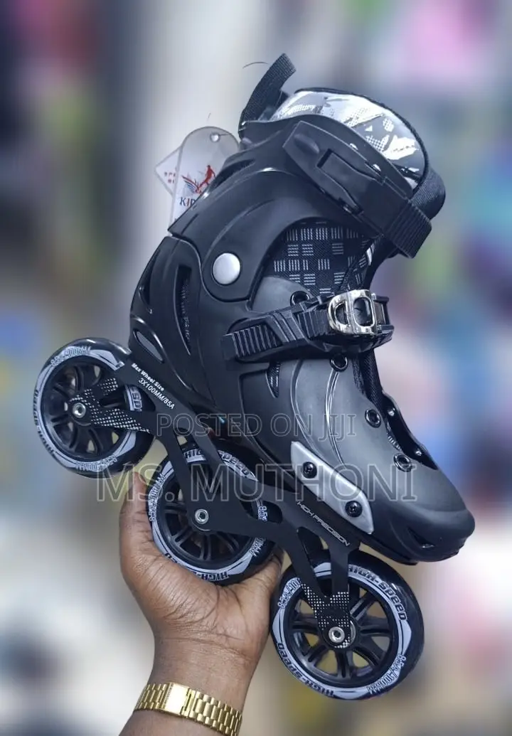 Matte Black, High-Speed Tri-Skates Feature Large 100mm Wheels