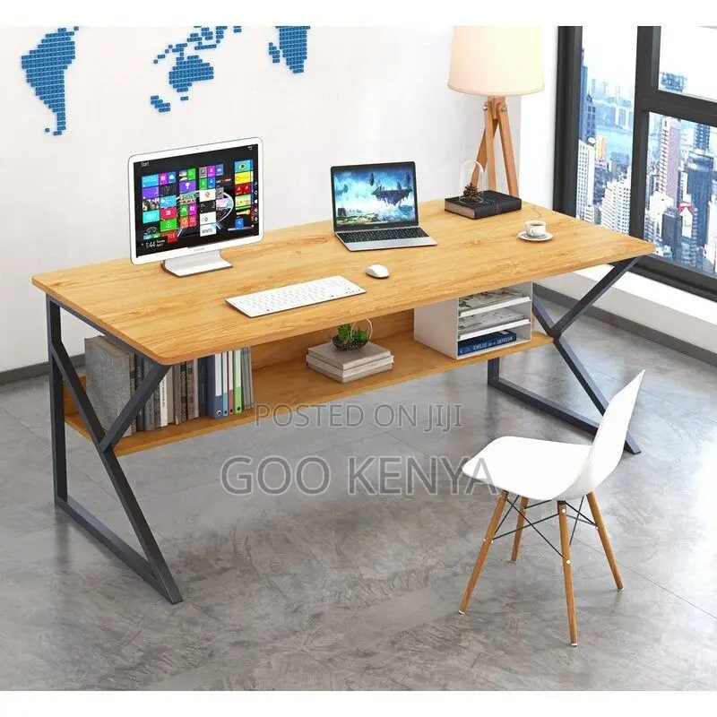 Study Table; Multi-Purpose Wooden Study Table With Durable Metal Frame