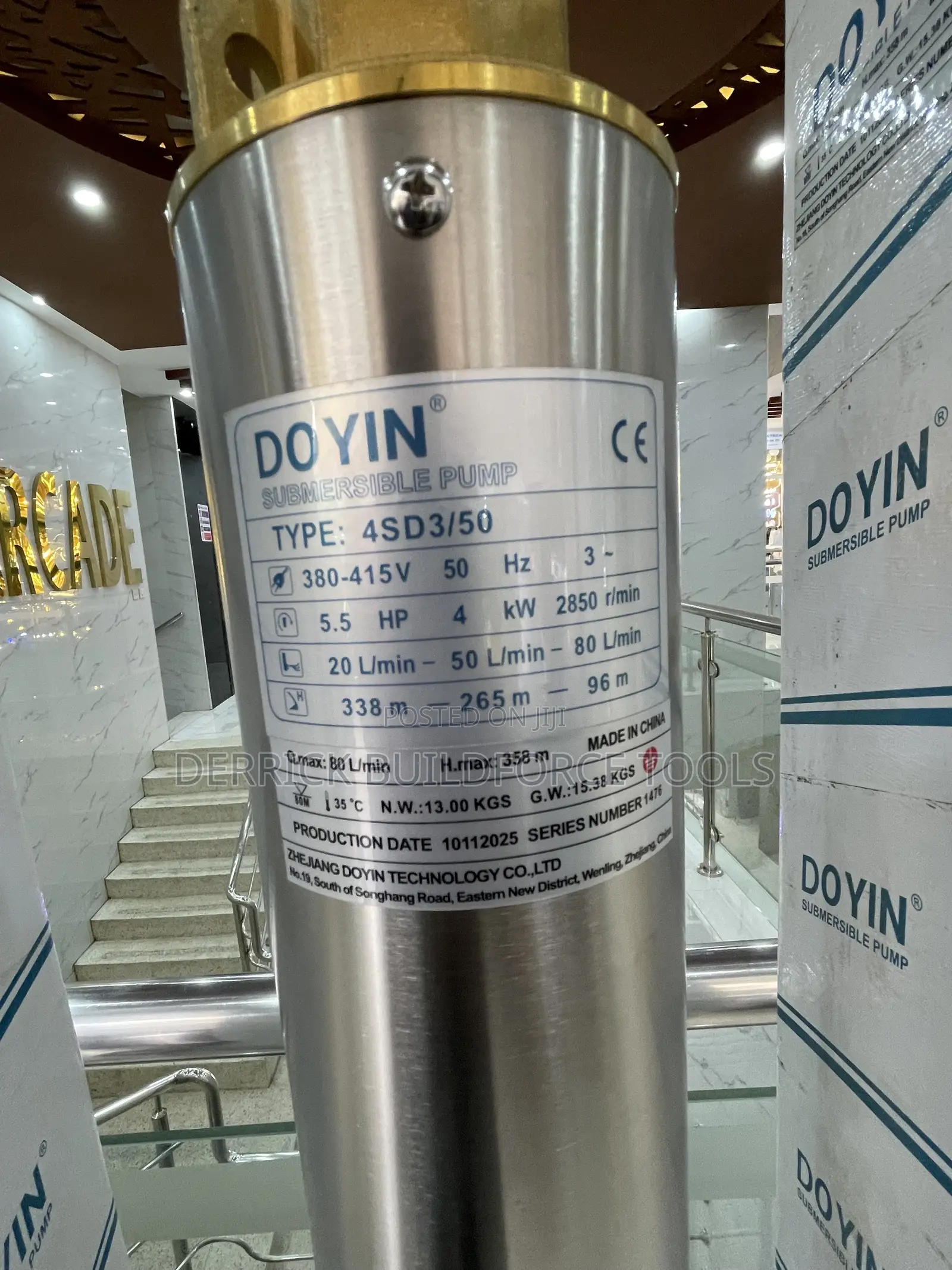 4sd3/50 Doyin 5.5hp 338m Head Three Phase Submersible Water Pump