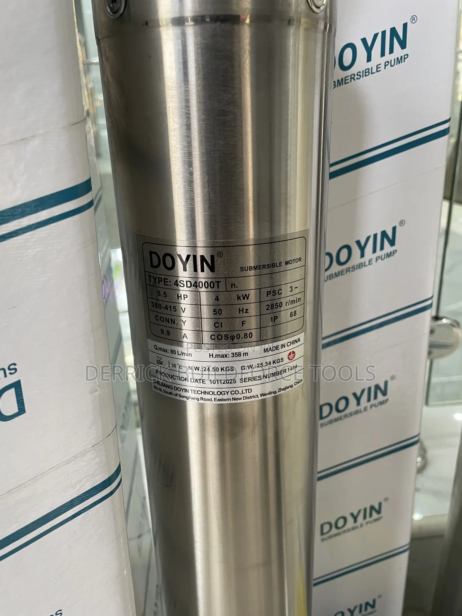 4sd3/50 Doyin 5.5hp 338m Head Three Phase Submersible Water Pump