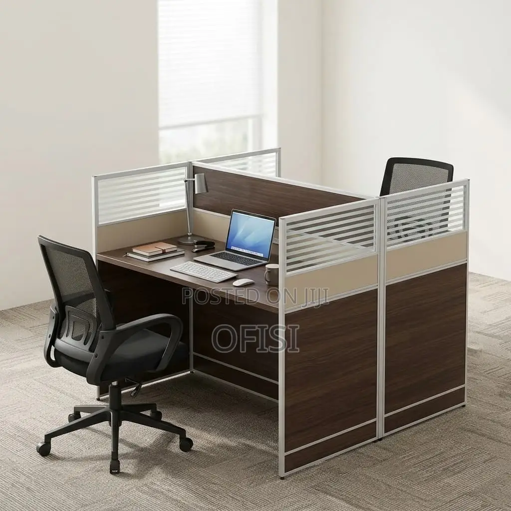 Office Workstation; 2 Way Brown Shared Workstation