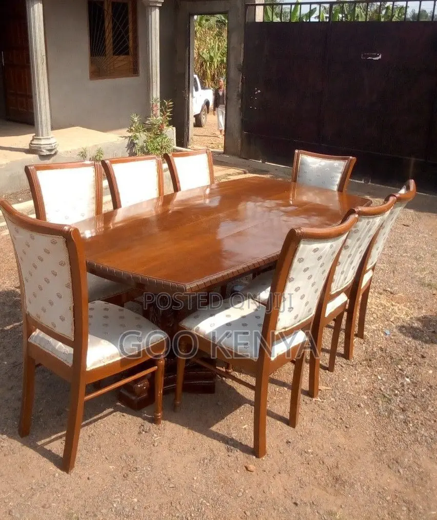 Dining Set; Luxury Mahogany Wooden Dining Table and 6 Chair Set