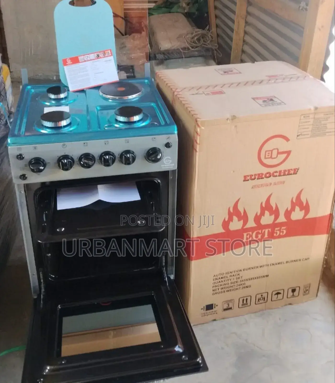 Eurochef 3 Burner Gas Cooker With Electric Hot Plat, Electric Oven