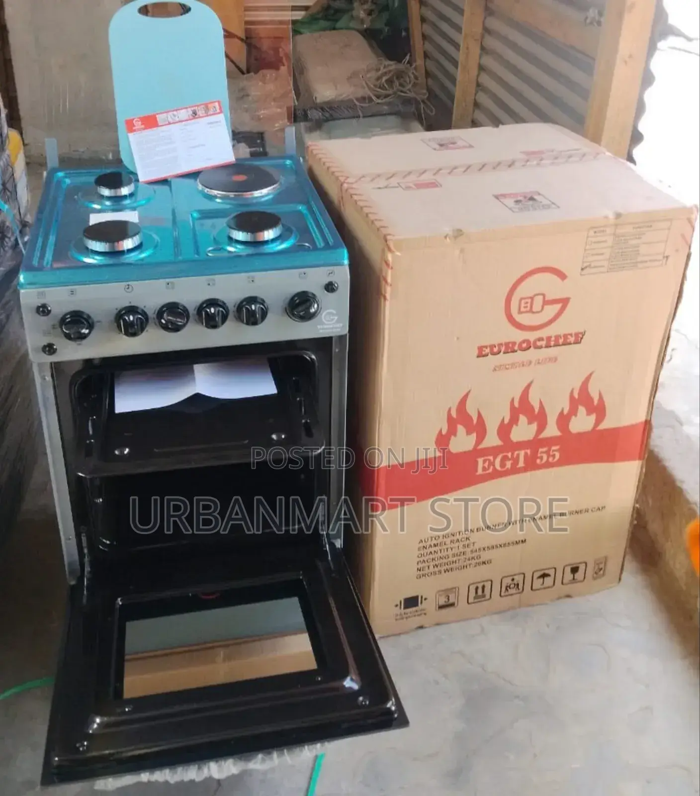 Eurochef 3 Gas Burner + 1 Electric Plate Cooker and Electric Oven