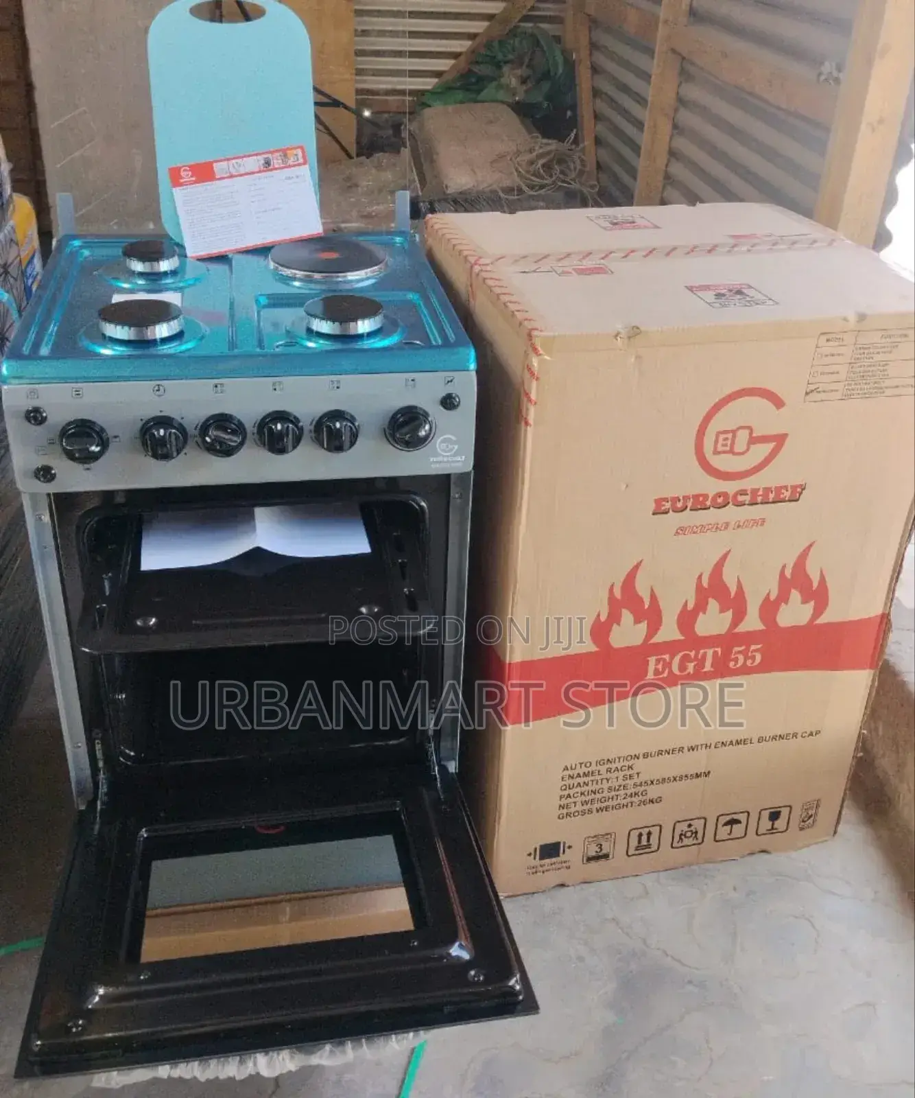 Eurochef Cooker 1 Rapid Hot Plate, 3 Gas Burners and Electric Oven