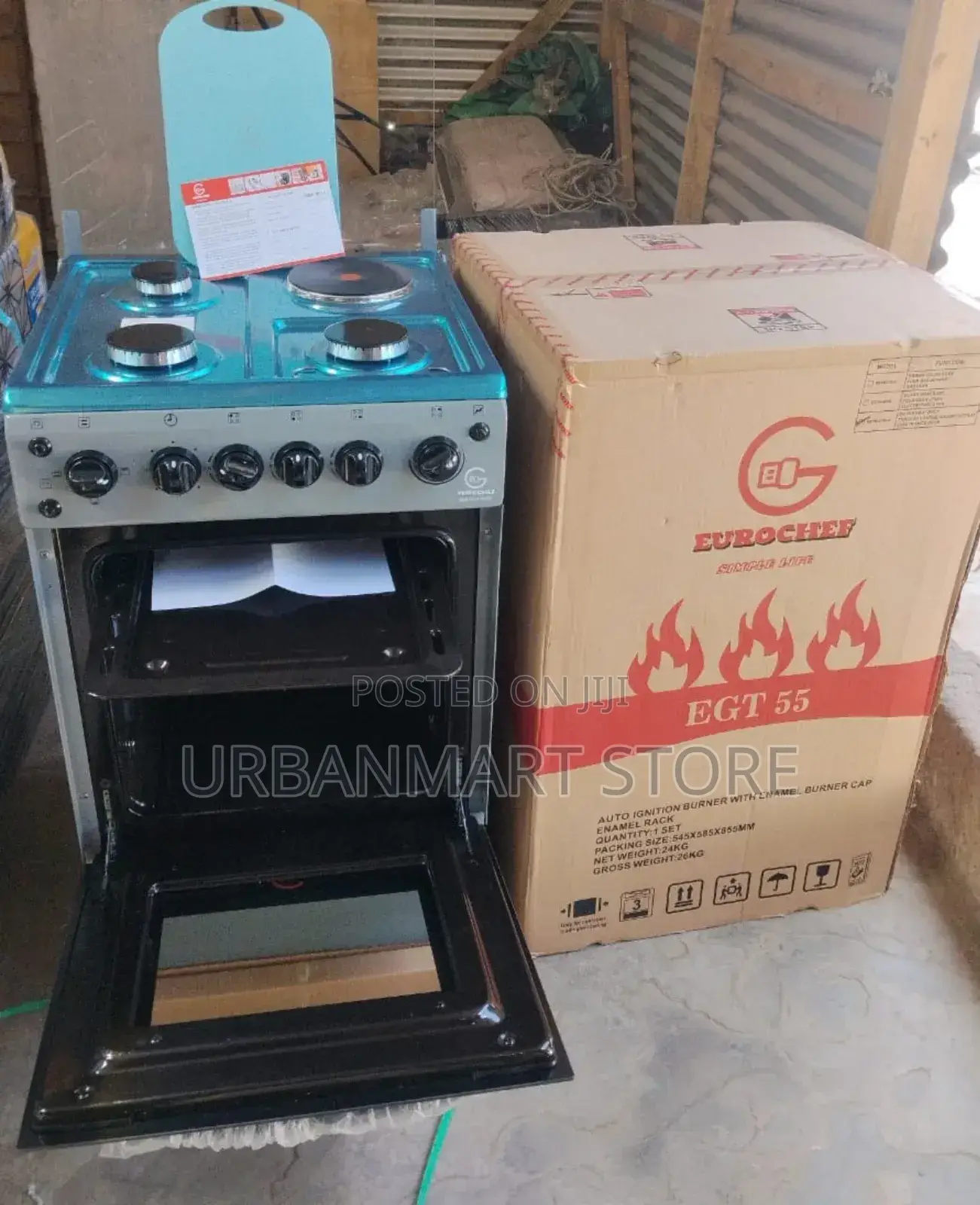 Eurochef Stand Cooker, 3 Burner, 1 Electric Plate - Electric Oven