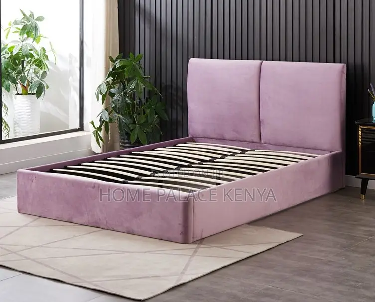 Fabric Bed: Wooden Bed Frame Family Size