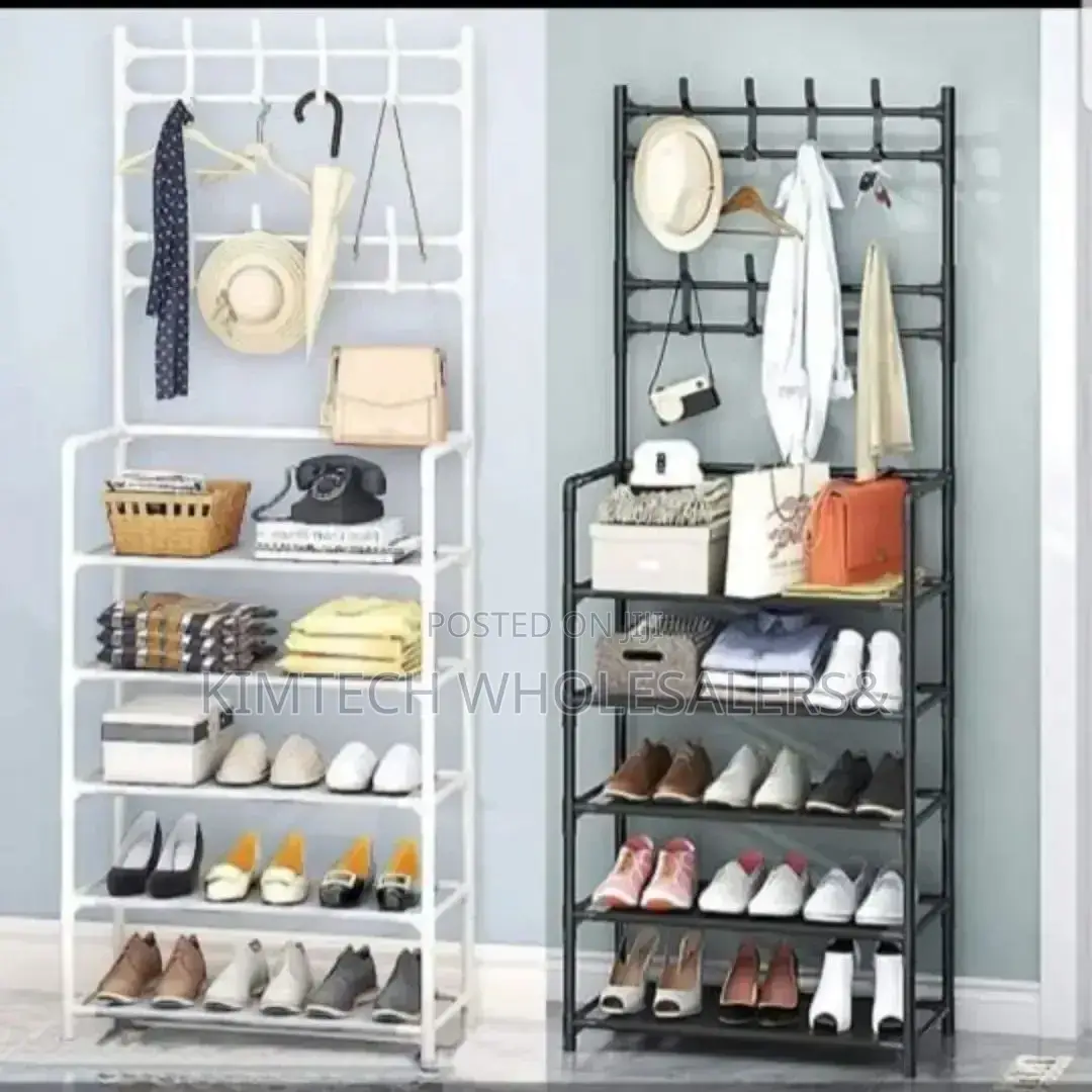 Portable 5 Tier Shoe Rack With Hanger