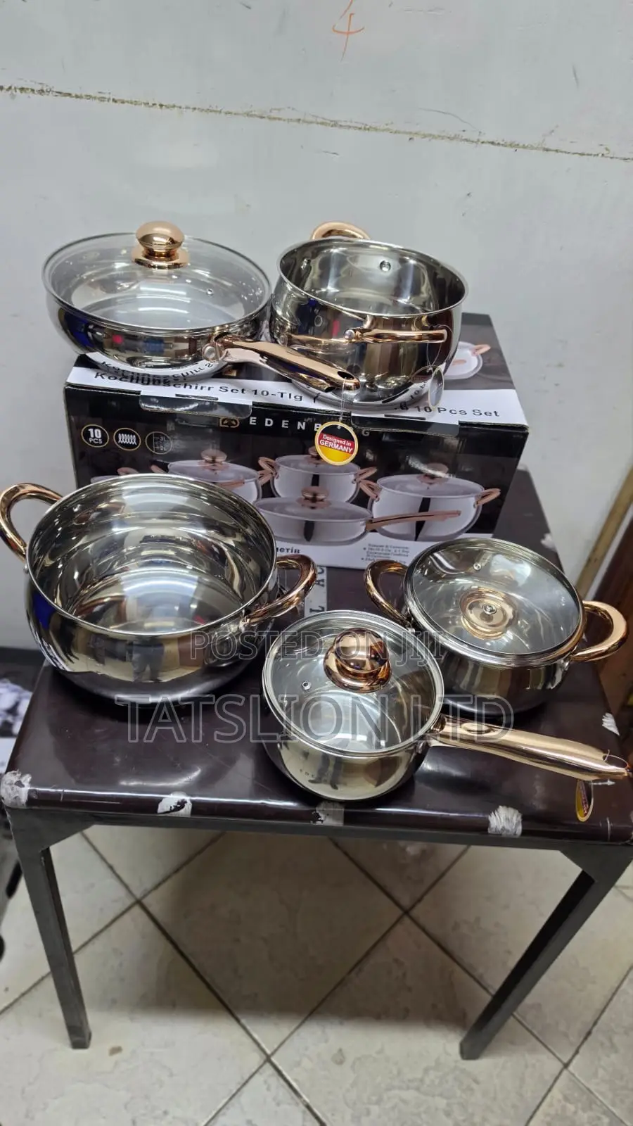 Edenburg 10 Pieces Gold Stainless Steel Eb-2422 Cookware Set