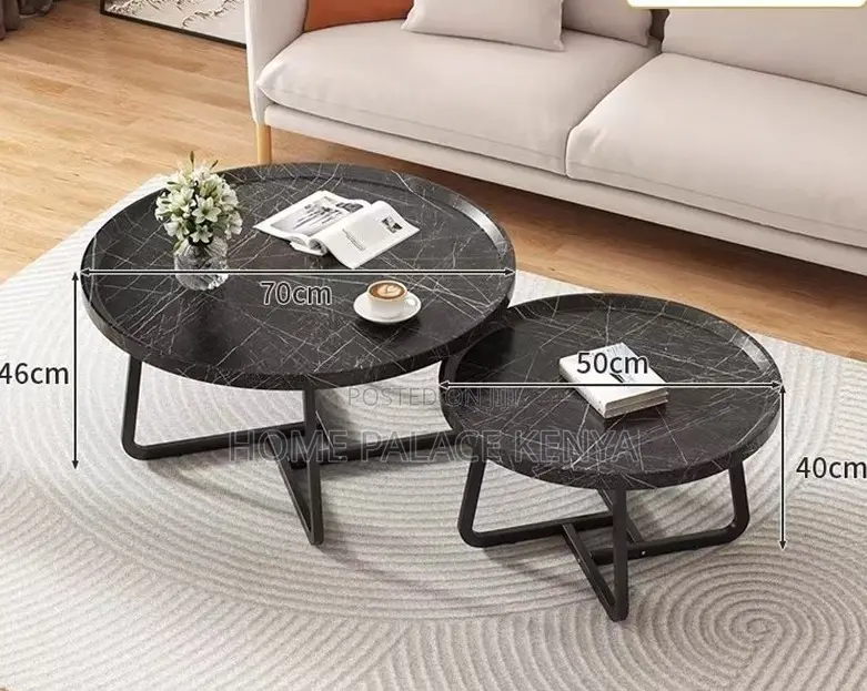 Nesting Table: Black Color Wood Panel Coffee Table