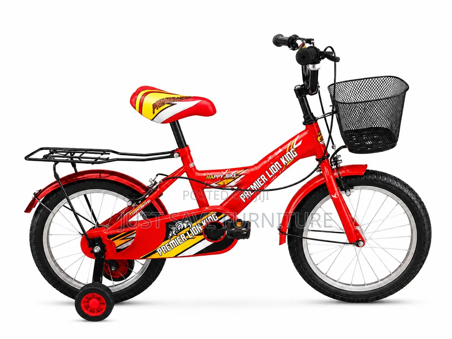 Premier Lion Kids Bicycle Size 16 With Basket Training Wheels