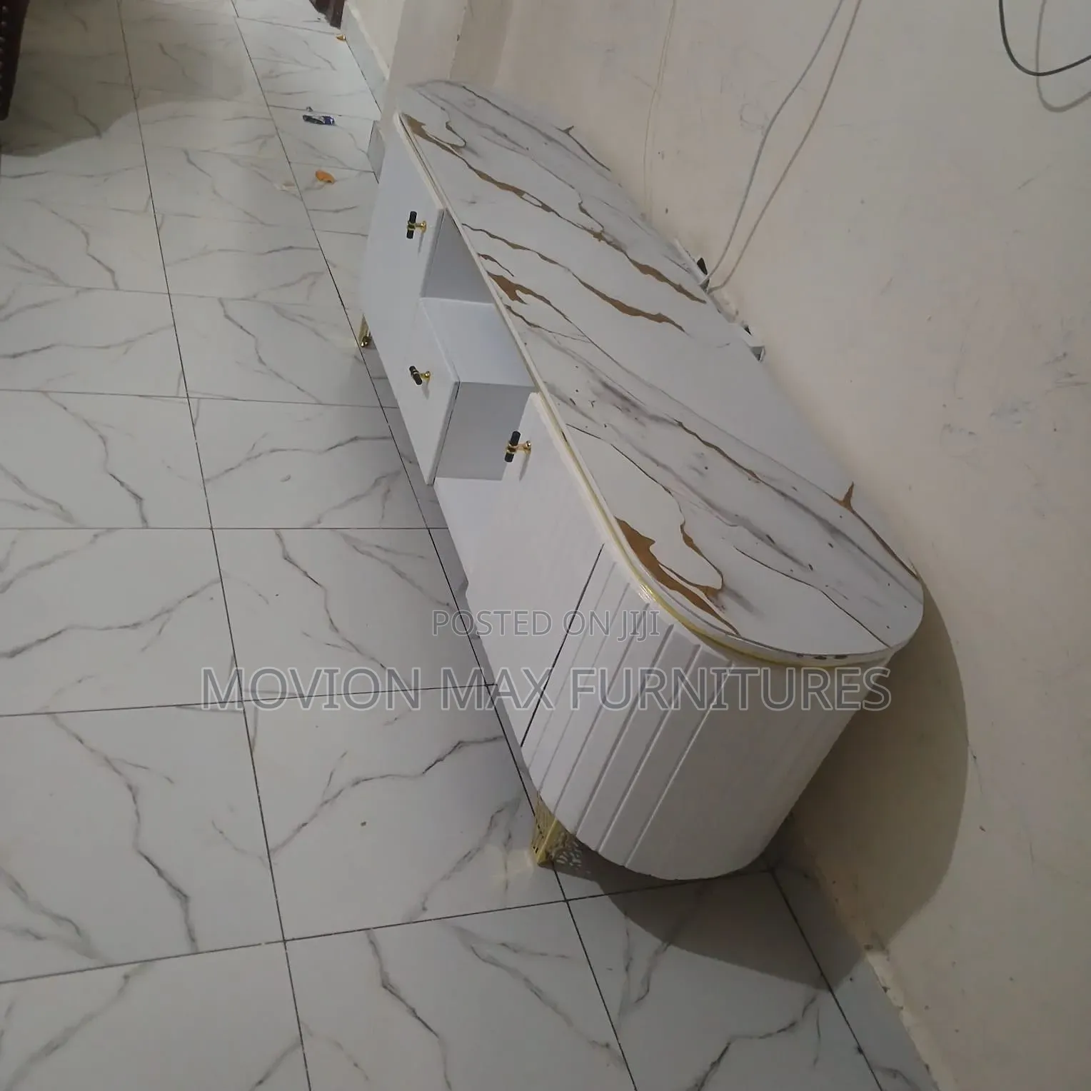 New Oval White Tv Stand