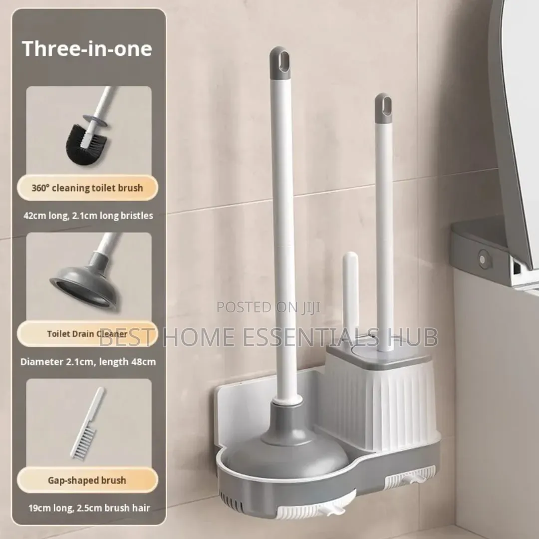 *3 in 1 Wall Mount Toilet Brush Plunger Set