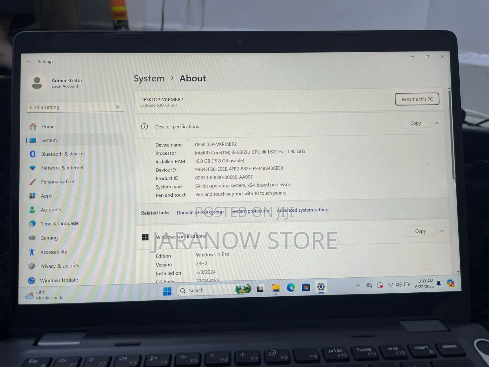 Laptop Dell Latitude 5300 16GB Intel Core i5 SSD 256GB
