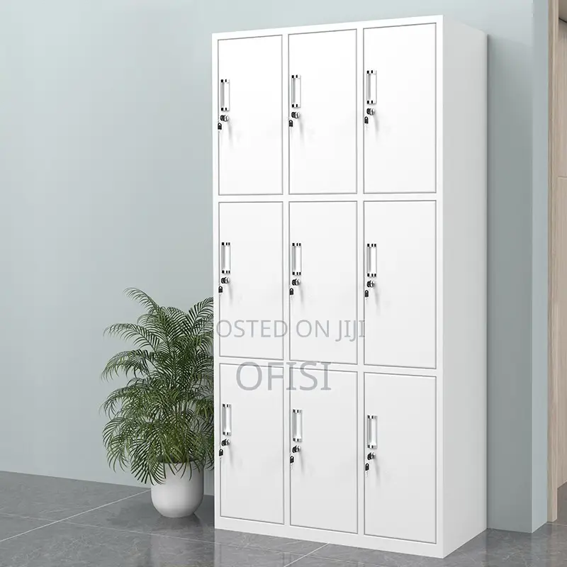 Office Cabinet; 9 Locker Metallic Gym Storage Cabinet
