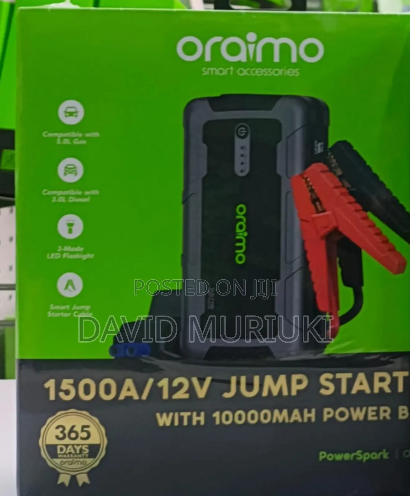 Oraimo Power Spark 1500a 12v Car Jump Starter With10,000mahpowerbank