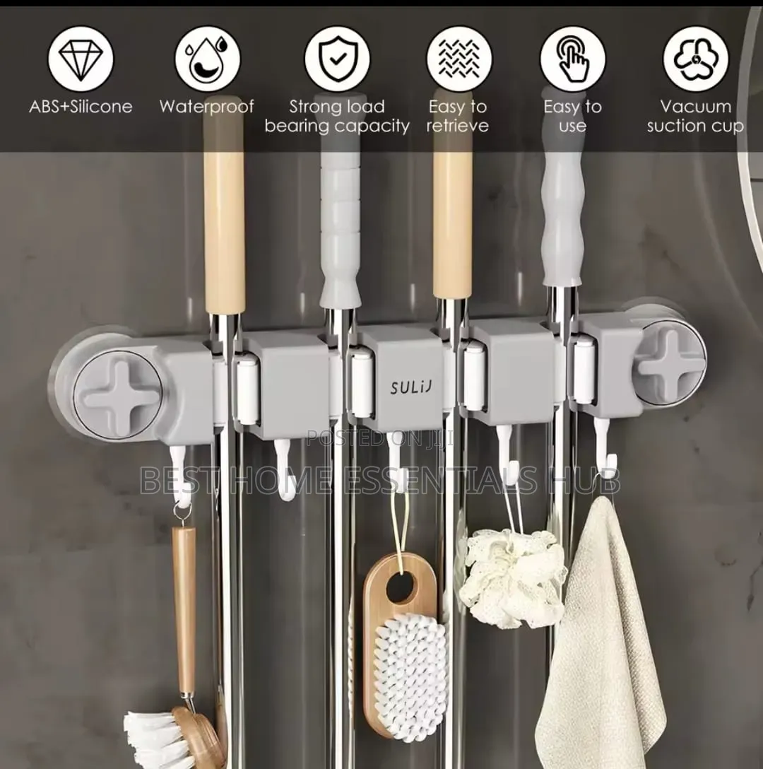 *Non Slip Wall Mounted Mop Holder*4racks