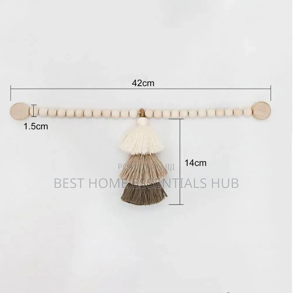 Magnetic 2pc Curtain Tie Backs With Wooden Beads and Tassel