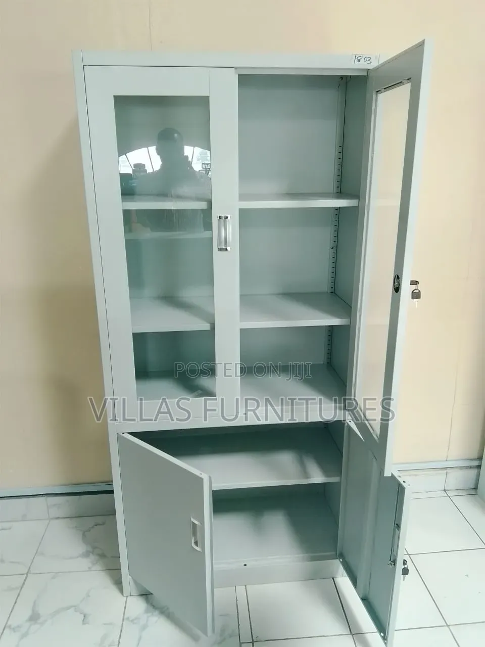 2 Swing Door Half Glass File/Documents Cabinet