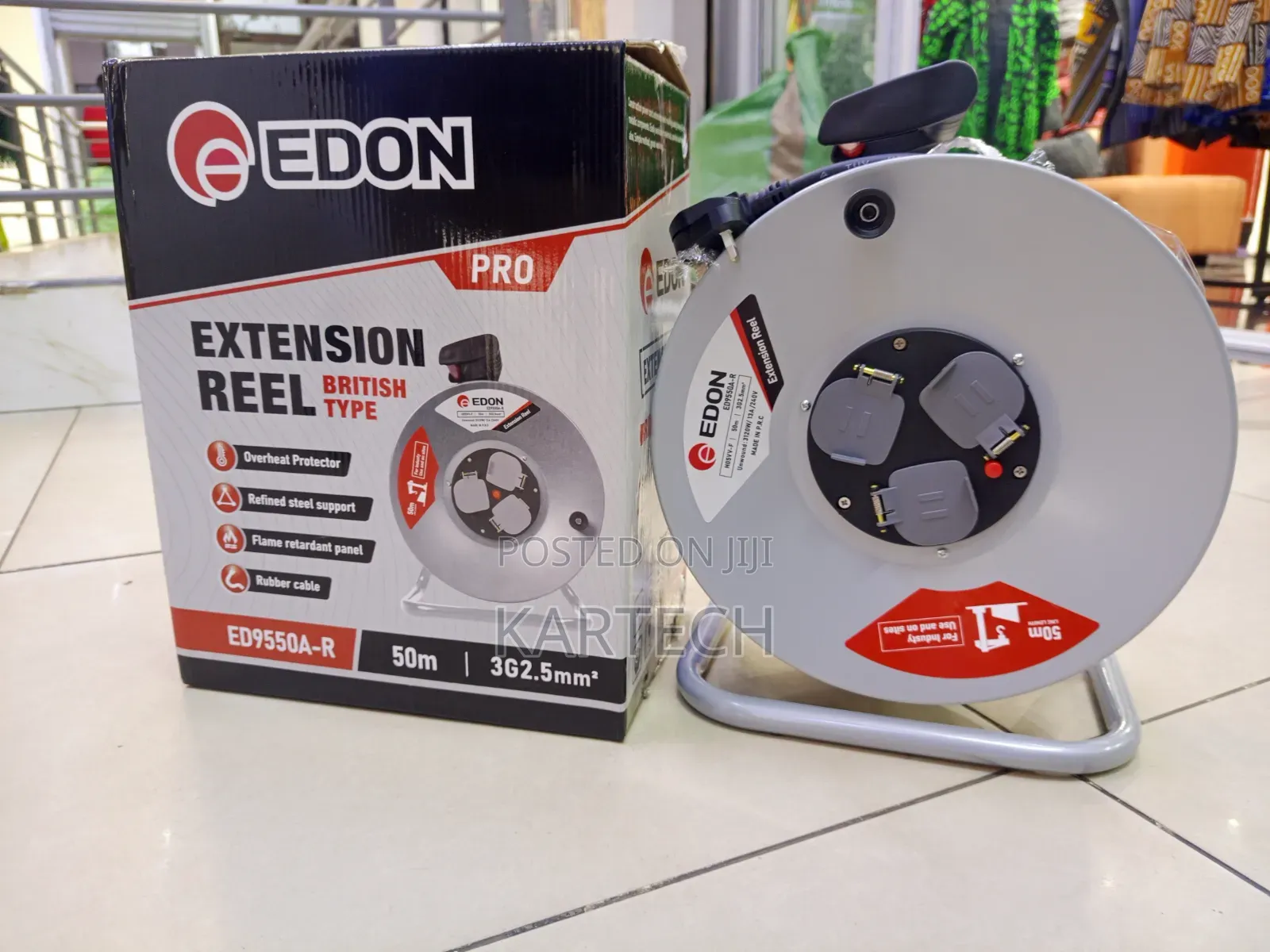 Edon Professional Extension Reel 50m 3-Core 2.5mm2 Power Cable