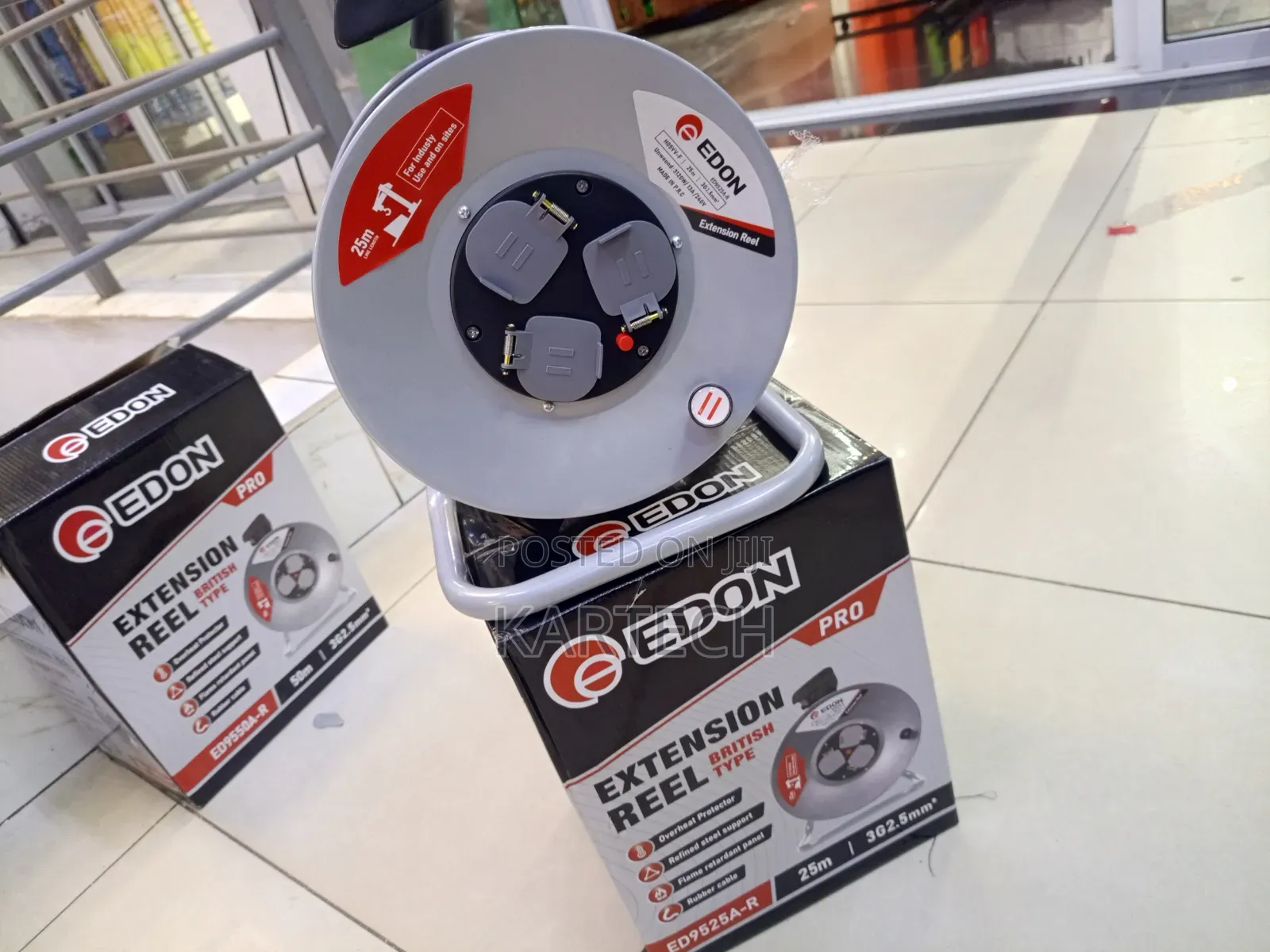 Edon 25 Meter Industrial Extension Cable Reel – 13a/240v