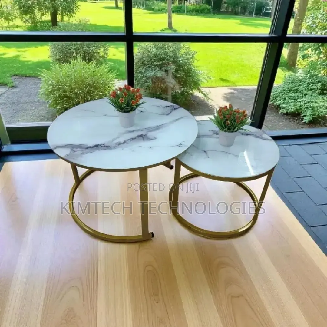 Glass Marble Effect Nesting Table
