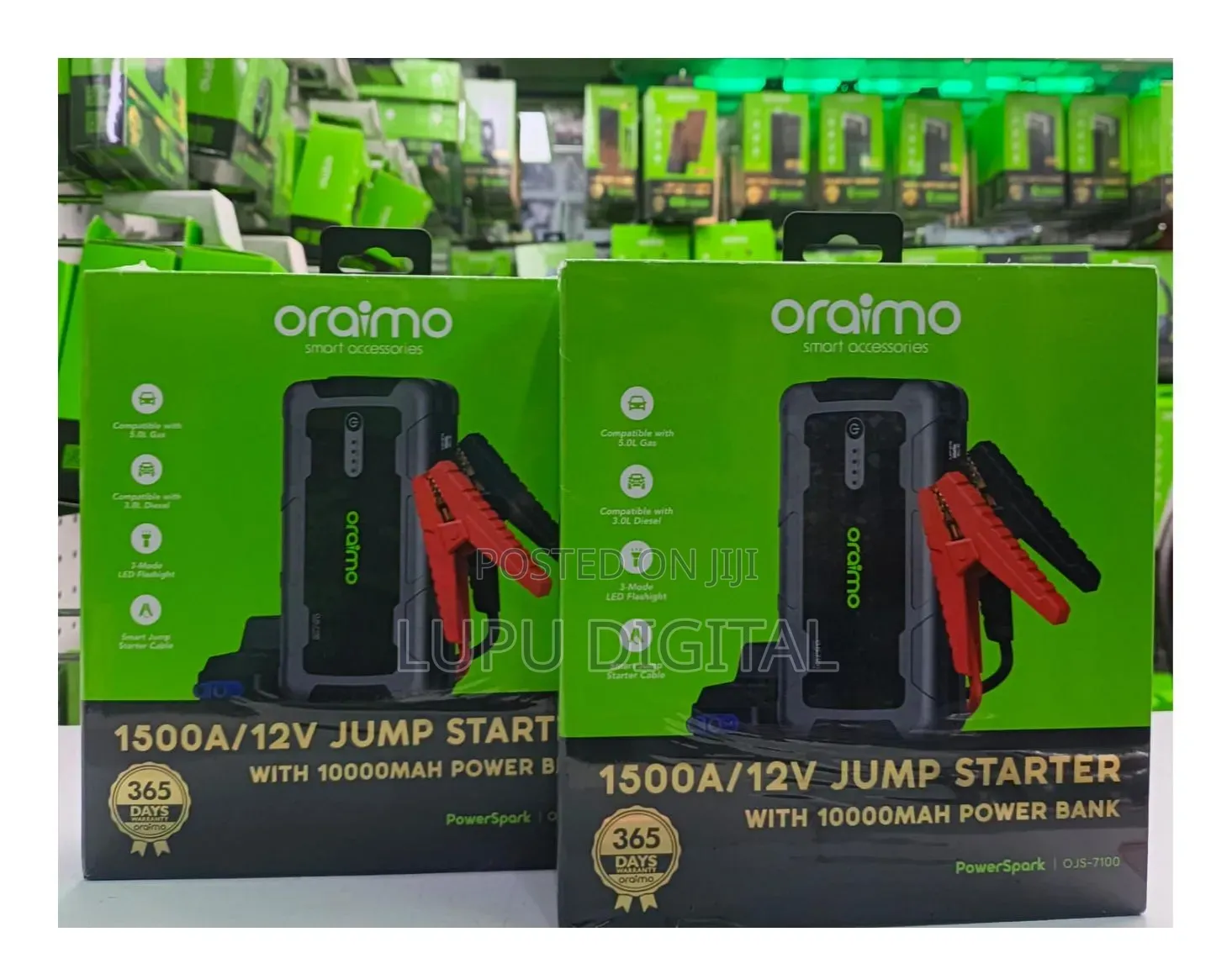 Oraimo Power Spark 1500a 12v Car Jump Starter With 10,000mah Powerbank