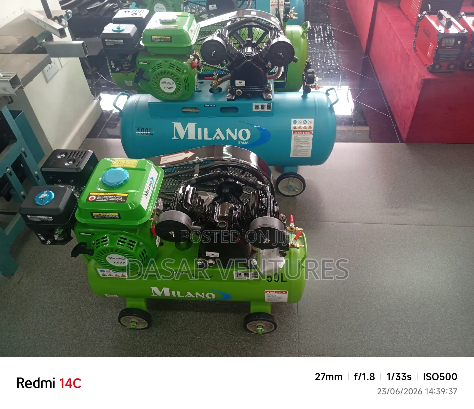 Air Compressor 100l Petrol Engine Milano Italy