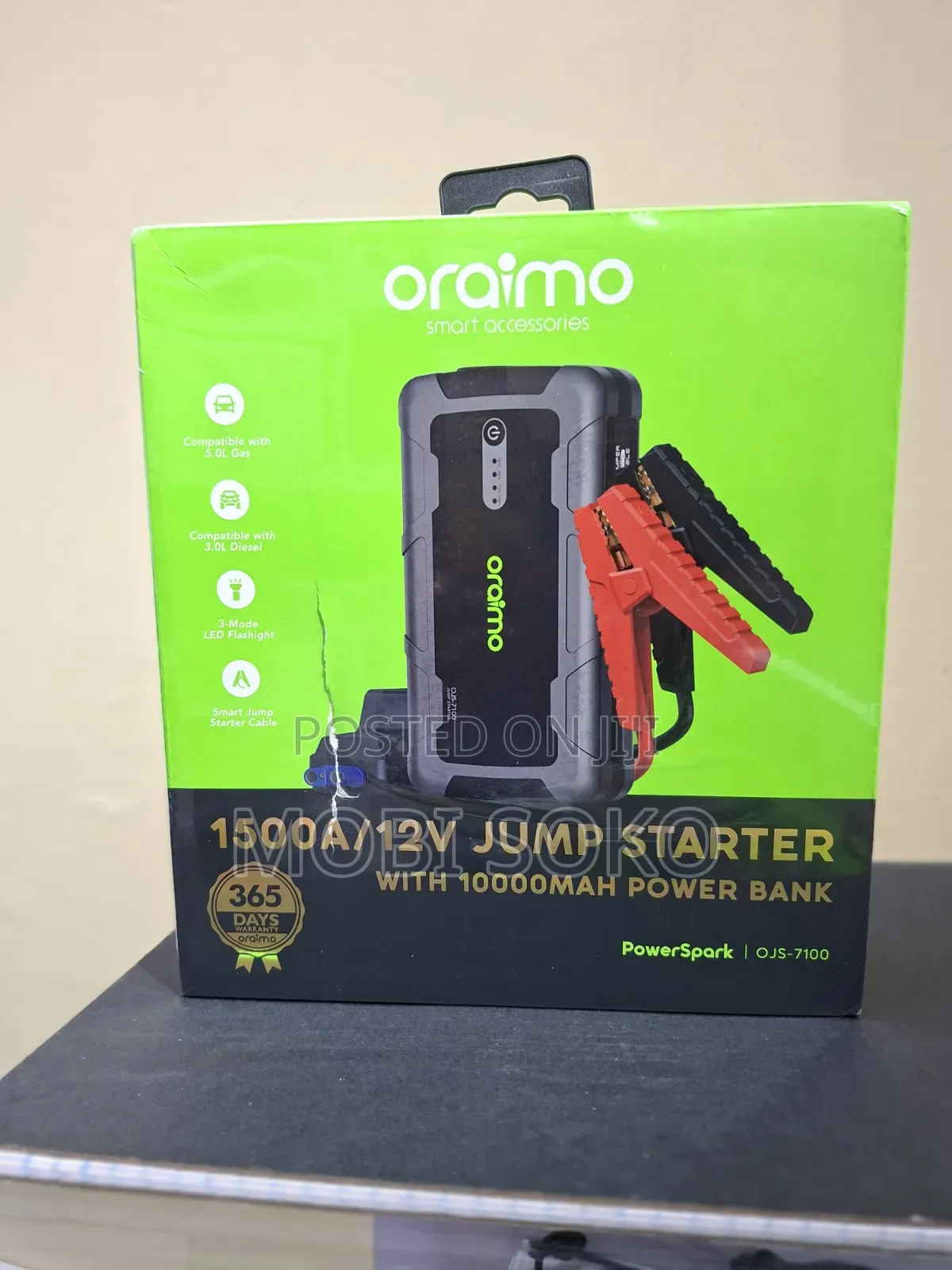 Oraimo Powerspark 1500a 12v Car Jump Starter With 10000mah Power Bank