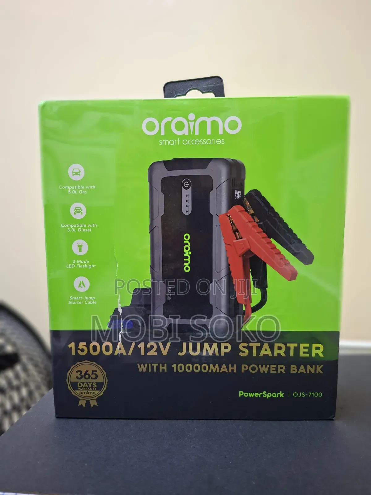Oraimo Powerspark 1500a 12v Car Jump Starter With 10000mah Power Bank
