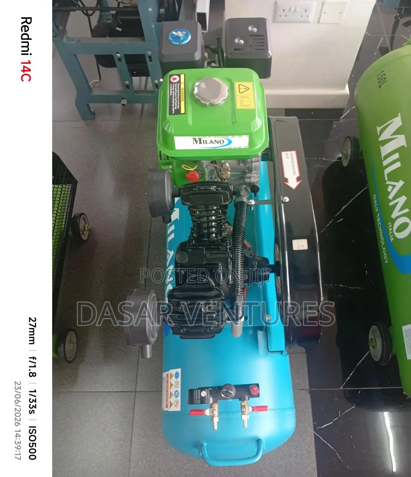 Air Compressor 100l Petrol Engine Milano Italy