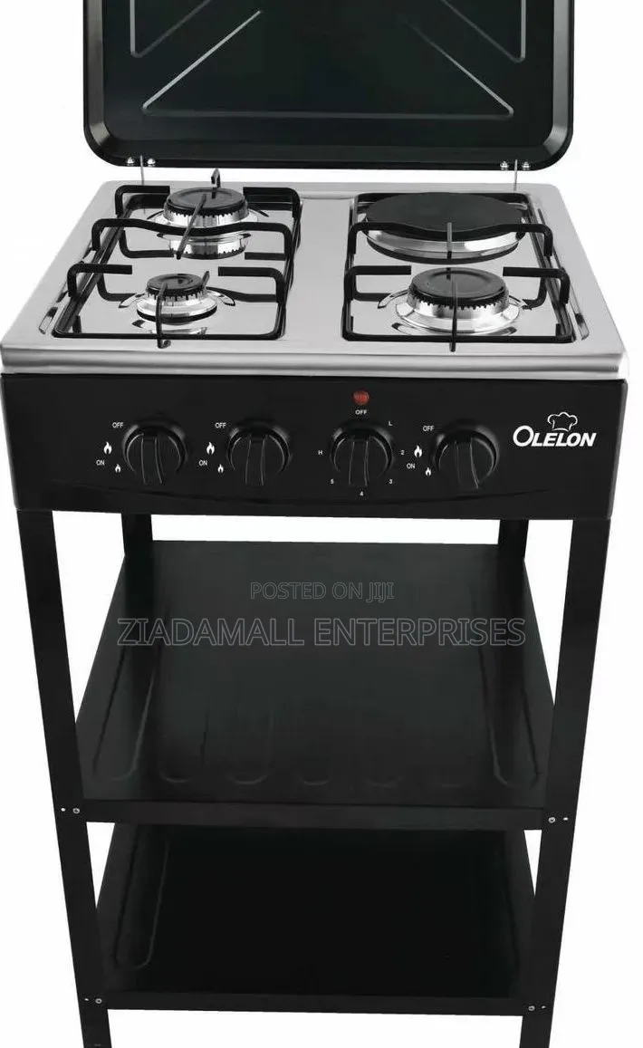 Olelon Standing Cooker 3 Gas Burners + 1 Electric Plate With Multi-Lev