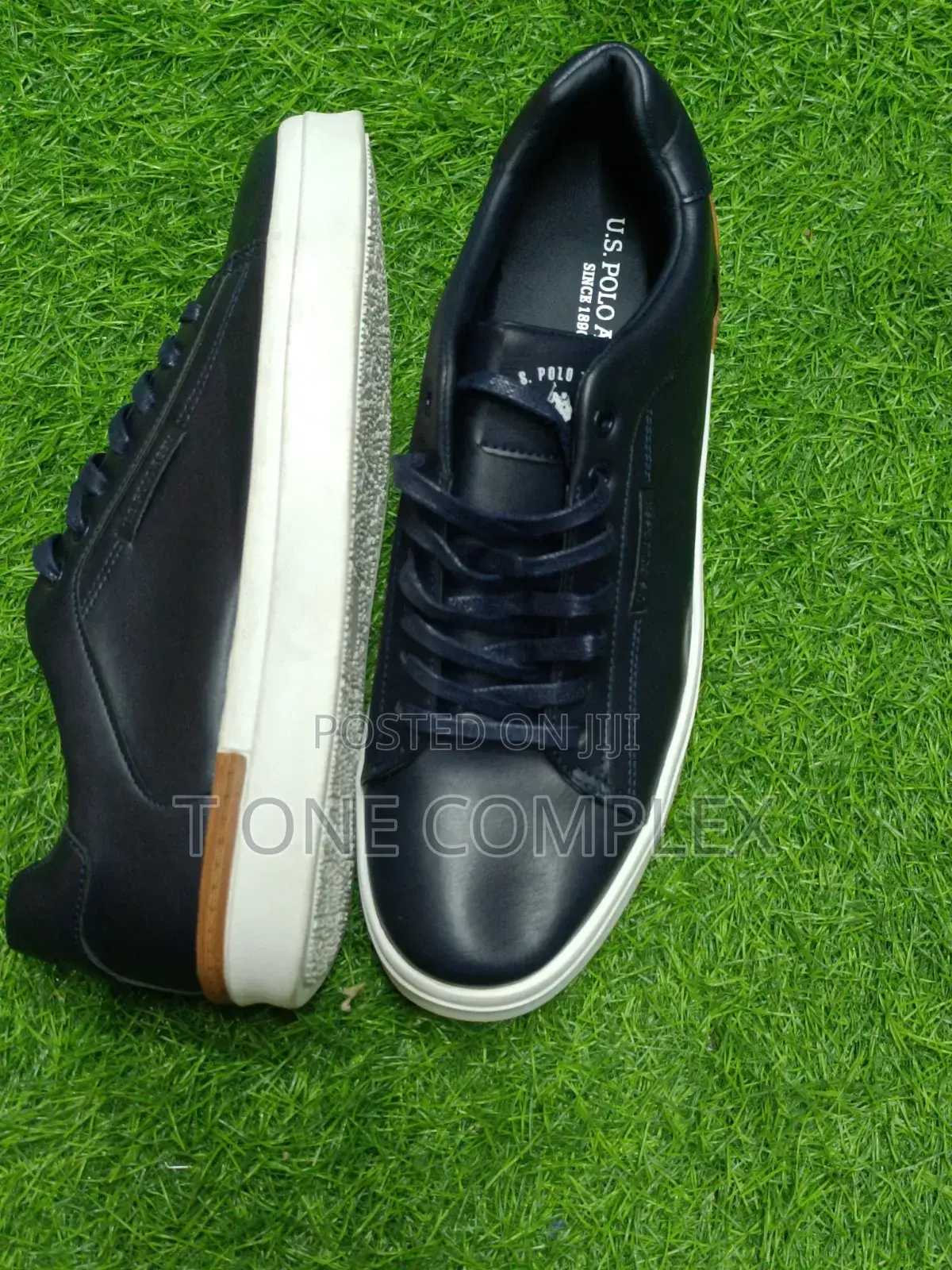 Original Us Polo Assn Leather Casual Mens Shoes in Navy Blue