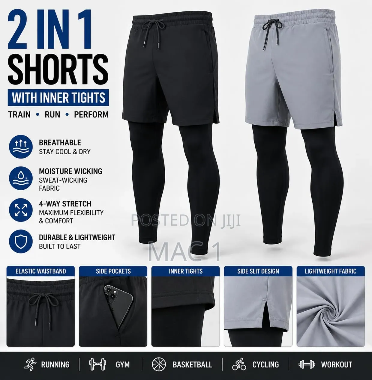 Adidas Performance Compression Top + 2-in-1 Shorts Tights Gym Set